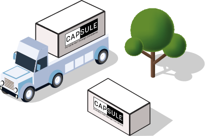 CAPSULE truck next to a tree and CAPSULE